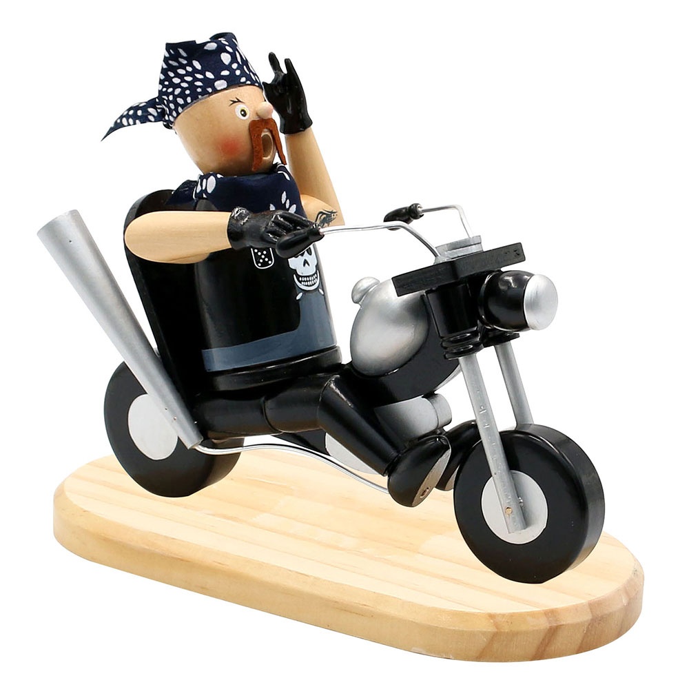 Räuchermännchen Räucherfigur Rocker mit Motorrad