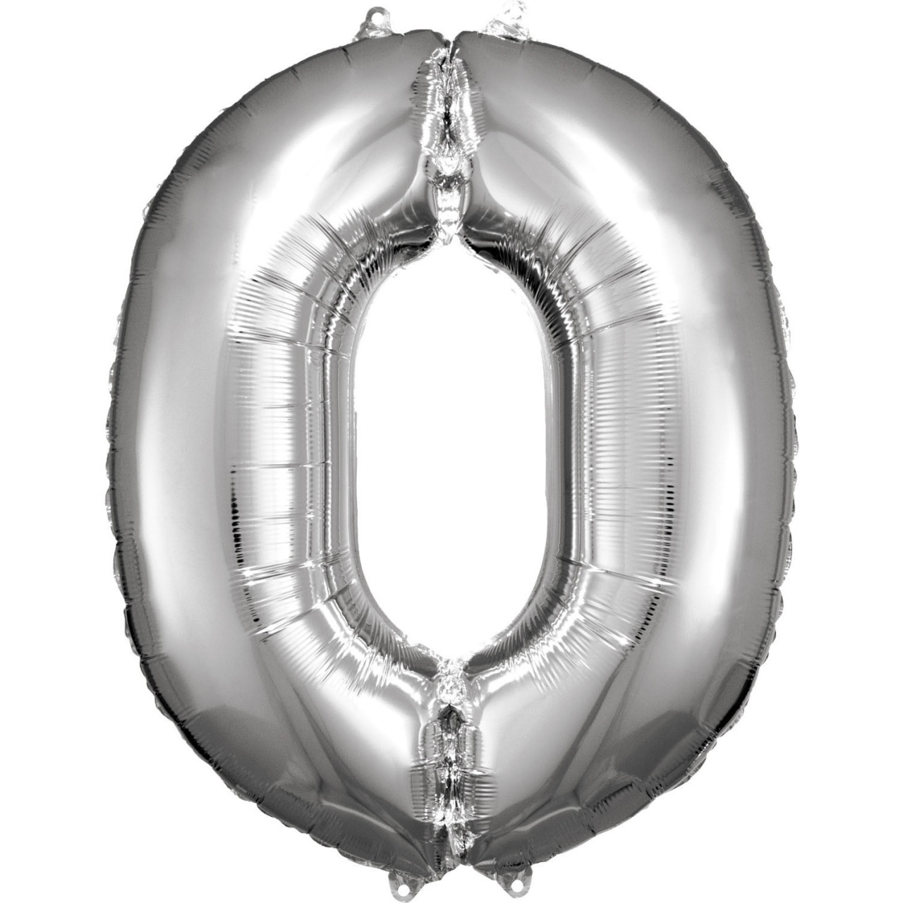 Folienballon Zahl 0 silber 66 x 88 cm