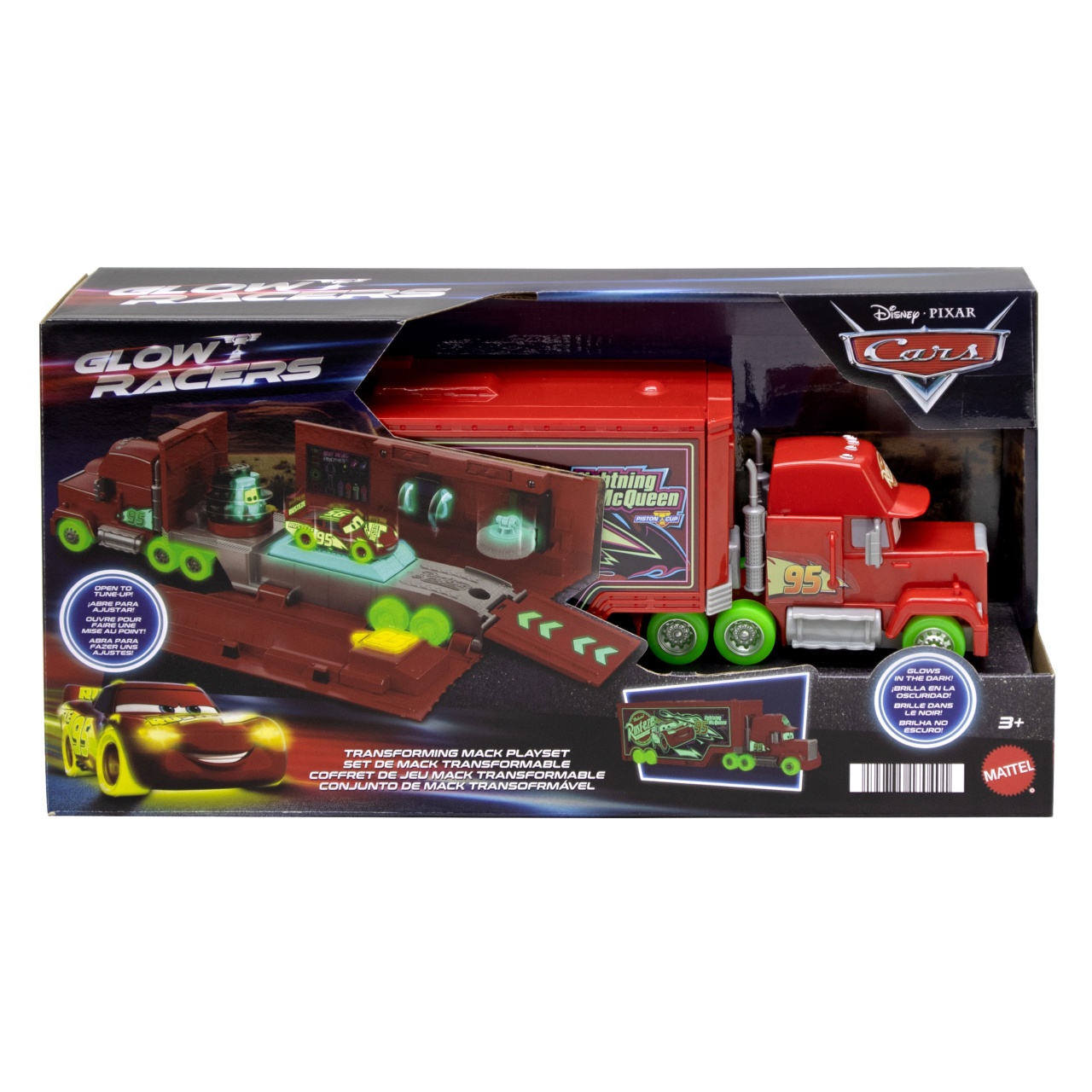 Cars Glow Racer Mack Transporter Set von Mattel