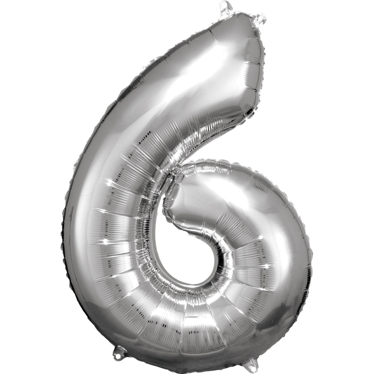 Folienballon Zahl 6 silber 55 x 88 cm