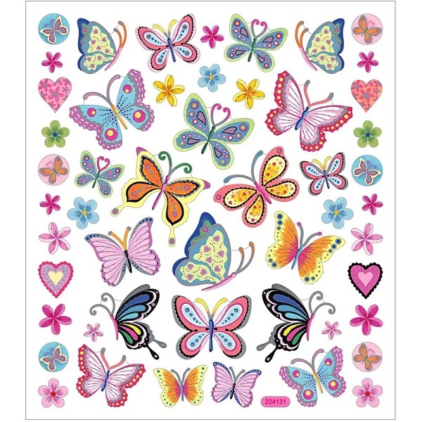 Bastelmaterial Sticker Bunte Schmetterlinge