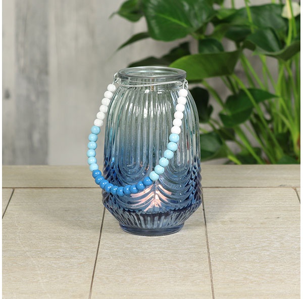 Goldbach Glas Windlicht mit Verlauf blau 9x15 cm