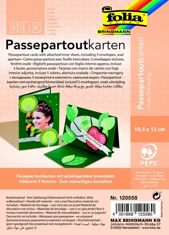 Folia Passepartoutkarten ovale Stanzung tannengrün