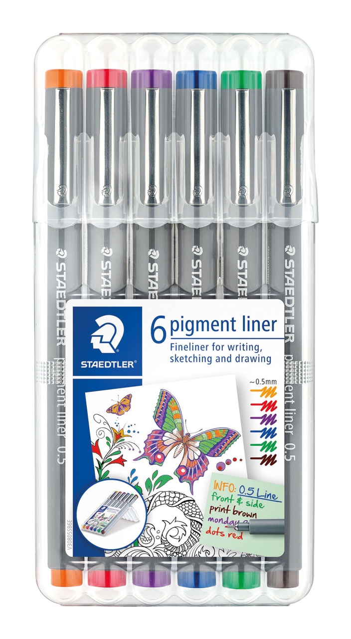 Staedtler Pigmentliner 0,5 mm 6-Farben-Box