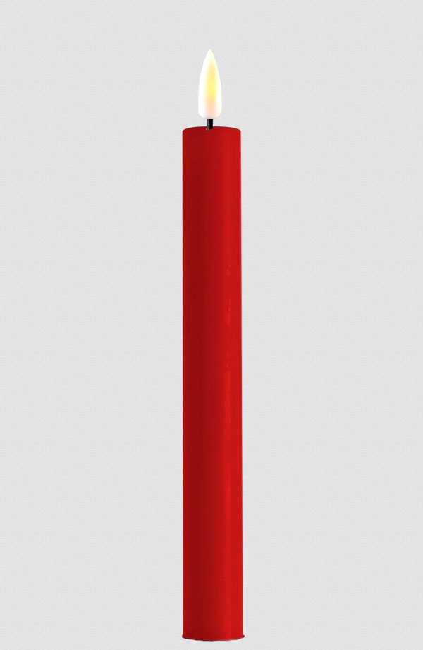 LED Kerze Rot Stabkerze 2 Stück 24 cm Deluxe Homeart
