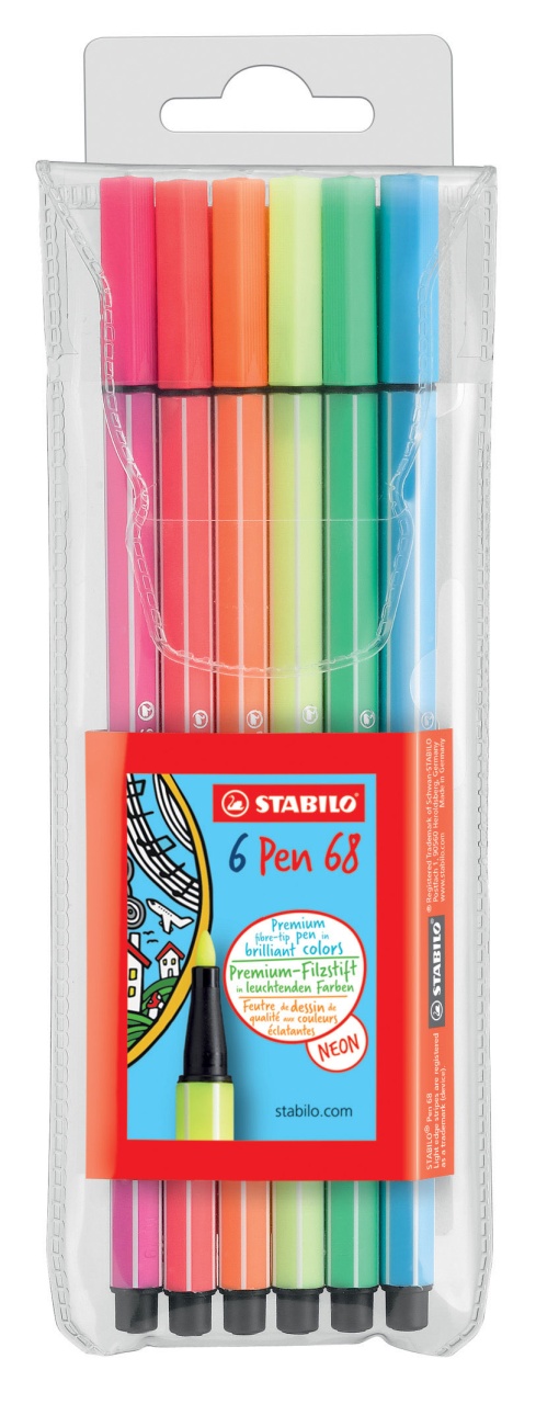 Stabilo Fasermaler Pen 68 neon 6 Stück