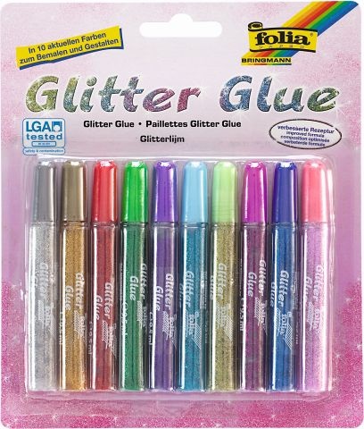 Folia Glitter Glue Stifte 10 Stück Packung