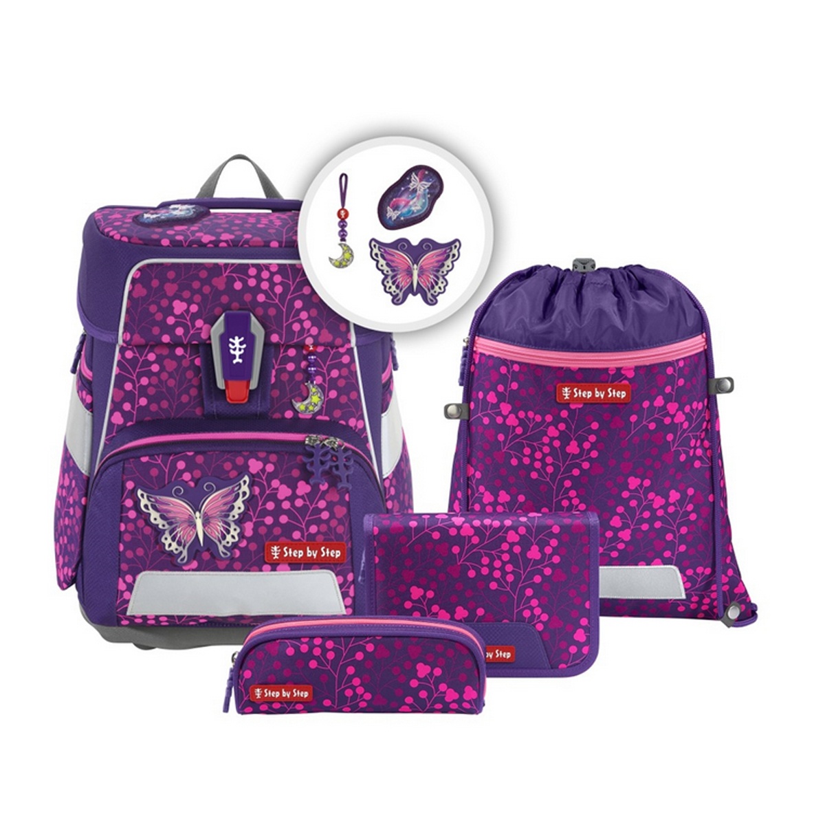 Step by Step SPACE SHINE Schulranzen-Set Butterfly Night Ina