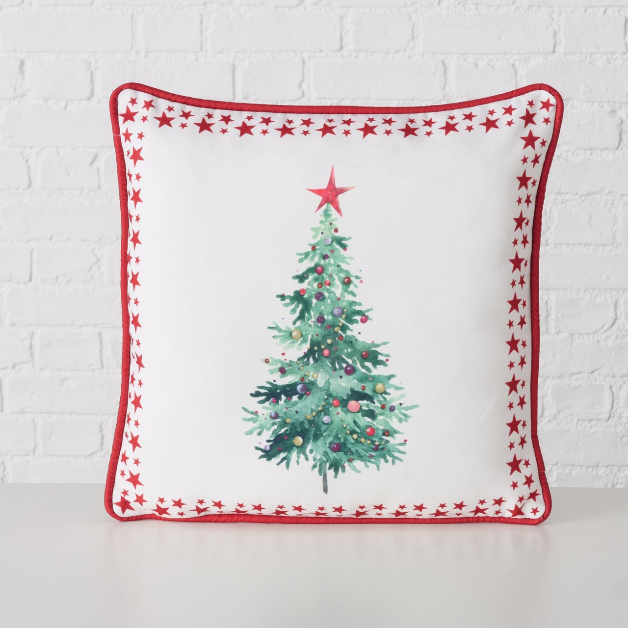 Kissen Weihnachten Weihnachtsbaum & Sterne gefüllt 45x45 cm