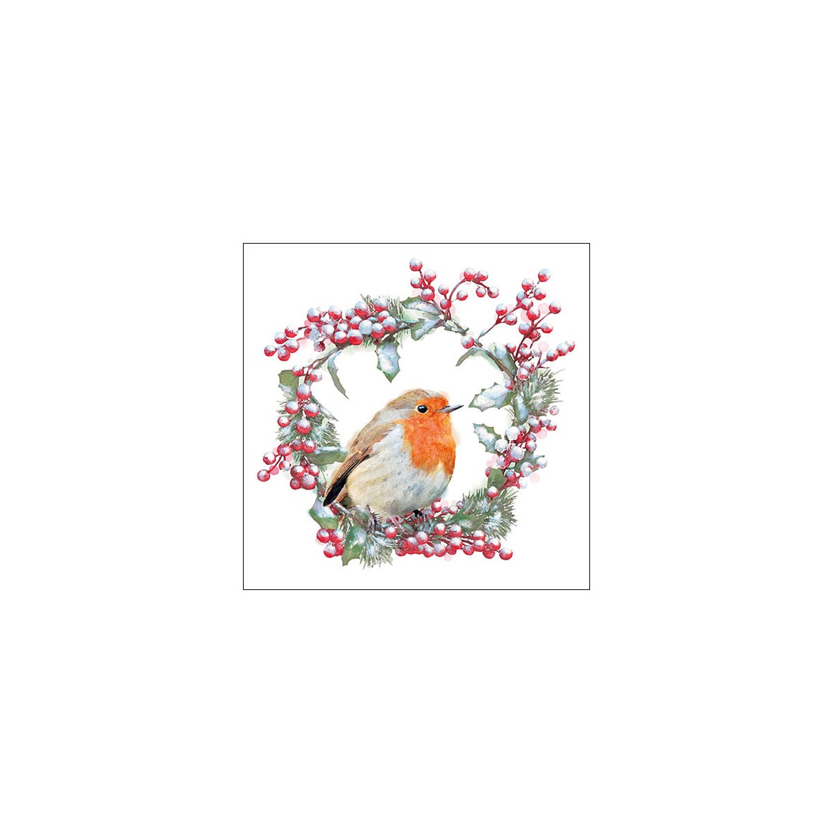 Servietten 25x25 cm Robin In Wreath Vogel