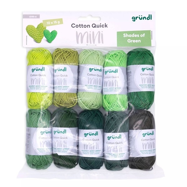 Gründl Wolle Cotton Quick mini 10 x 15 g Shades of green