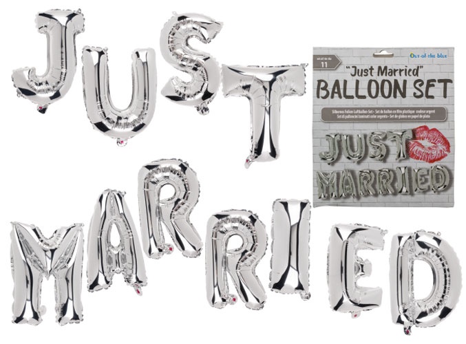 Folien Ballon Set Just married silber