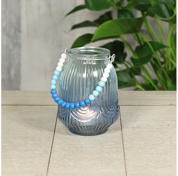 Goldbach Glas Windlicht mit Verlauf blau 8,5x12cm