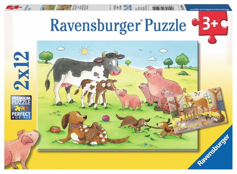 Ravensburger Puzzle Glückliche Tierfamilien 2 x 12 Teile