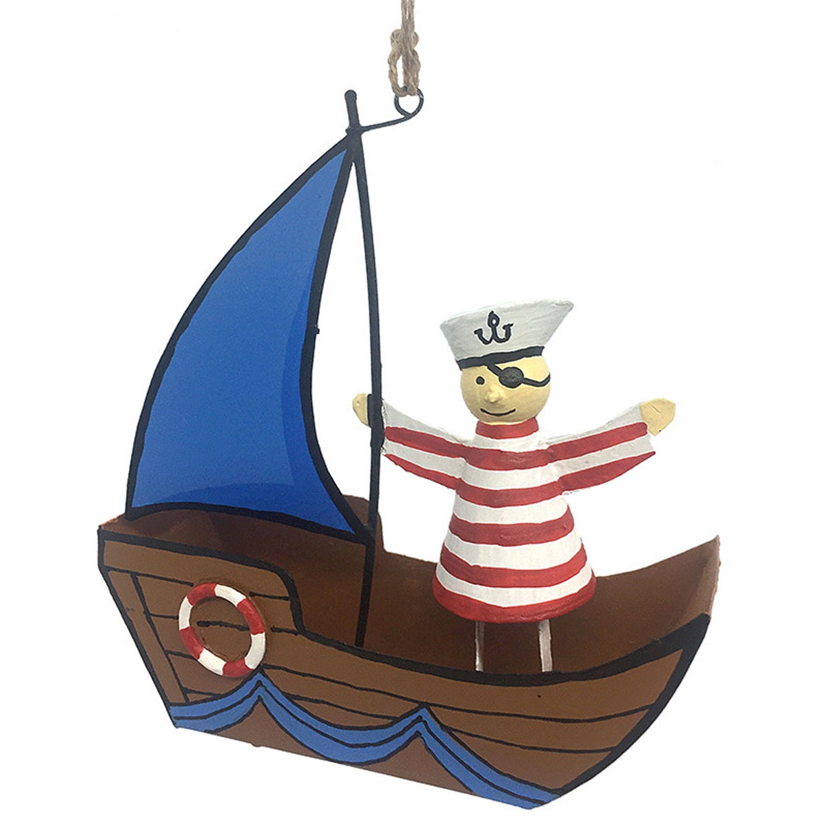 G-Bork Pirat auf Segelboot Handarbeit Anhänger maritim