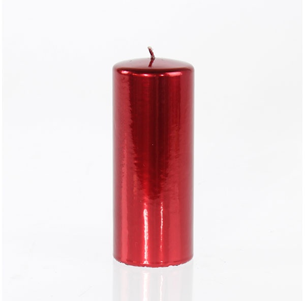 Stumpenkerze Kerze verspiegelt rot 7 x 18 cm