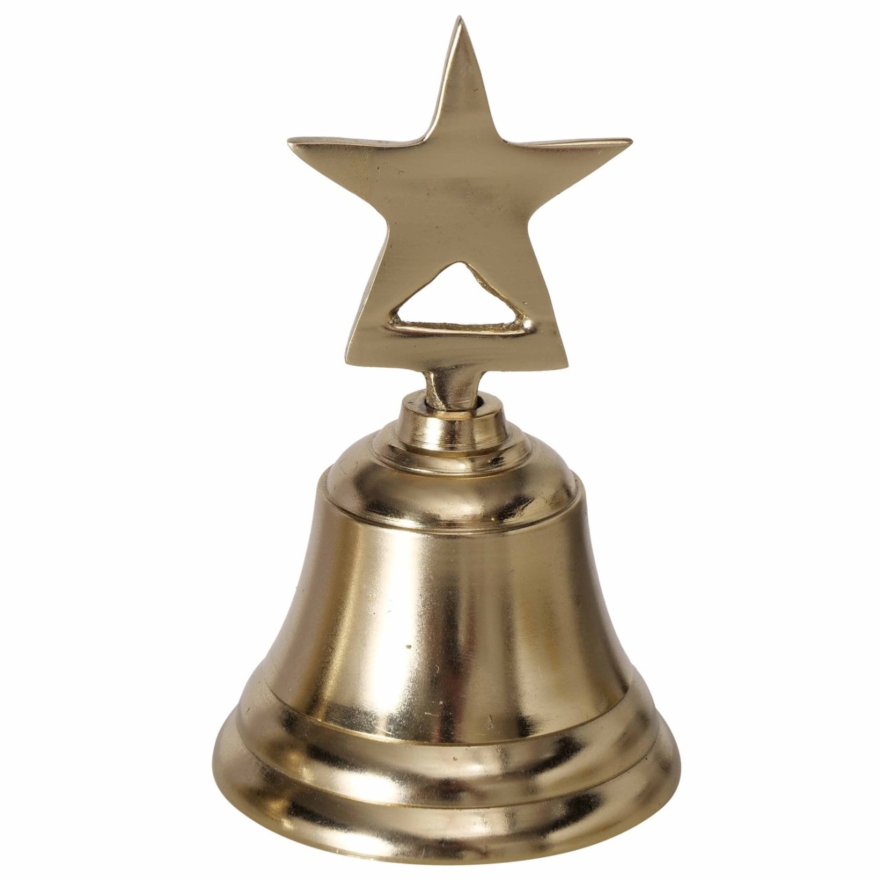 Weihnachtsglocke Glocke aus Metall mit Stern glatt golden