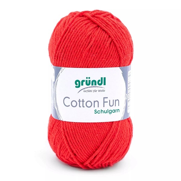 Gründl Wolle Cotton Fun 50 g signalrot Schulgarn