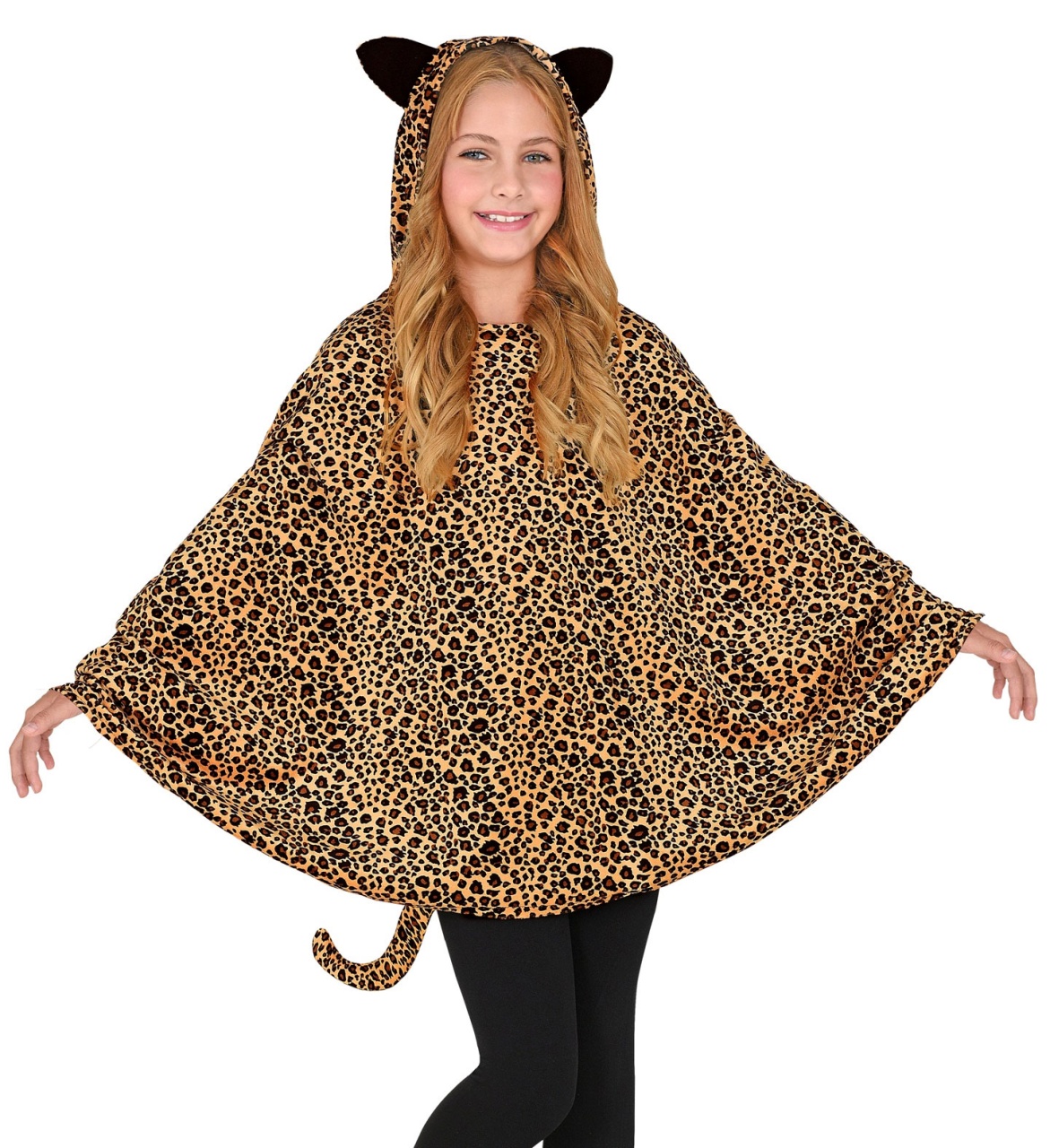 Kostüm Leopard Poncho mit Kapuze one Size