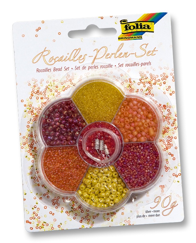 Folia Rocailles-Perlen-Set gelb/rot