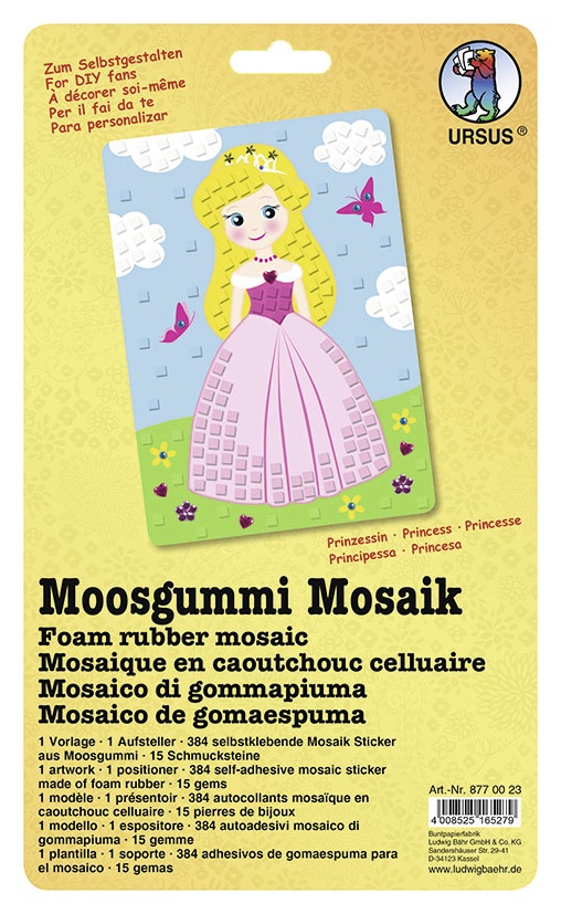 Moosgummi Mosaik Prinzessin Kleben nach Zahlen