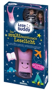 LeseBuddy miltifunktionale Leselicht Glitter rosa Moses