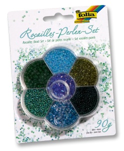 Folia Rocailles-Perlen-Set blau/grün