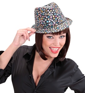Kostüm-Zubehör Hut schwarz Bunt gepunktet Pailetten