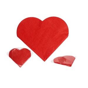 Servietten Herzform, rot, ca. 33x33 cm, 12 Stück