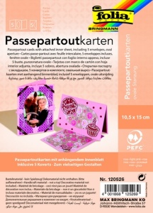 Folia Passepartoutkarten ovale Stanzung rosa 5 mit Umschlag